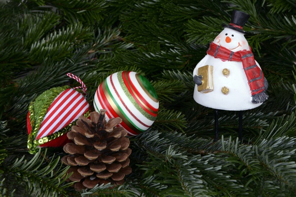Snowman Ornaments on Tree