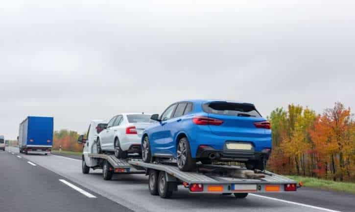 Car being shipped cross-country.