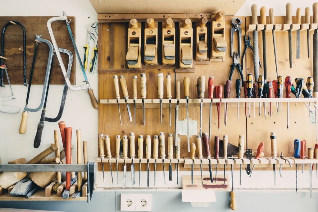 Organized Tools in a garage.