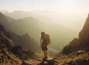 Student backpacking while studying abroad.