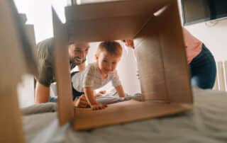 Parents packing with their child