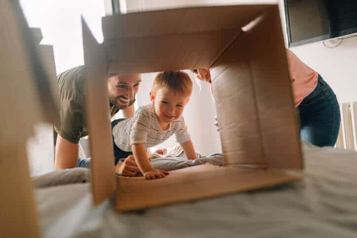 Parents packing with their child