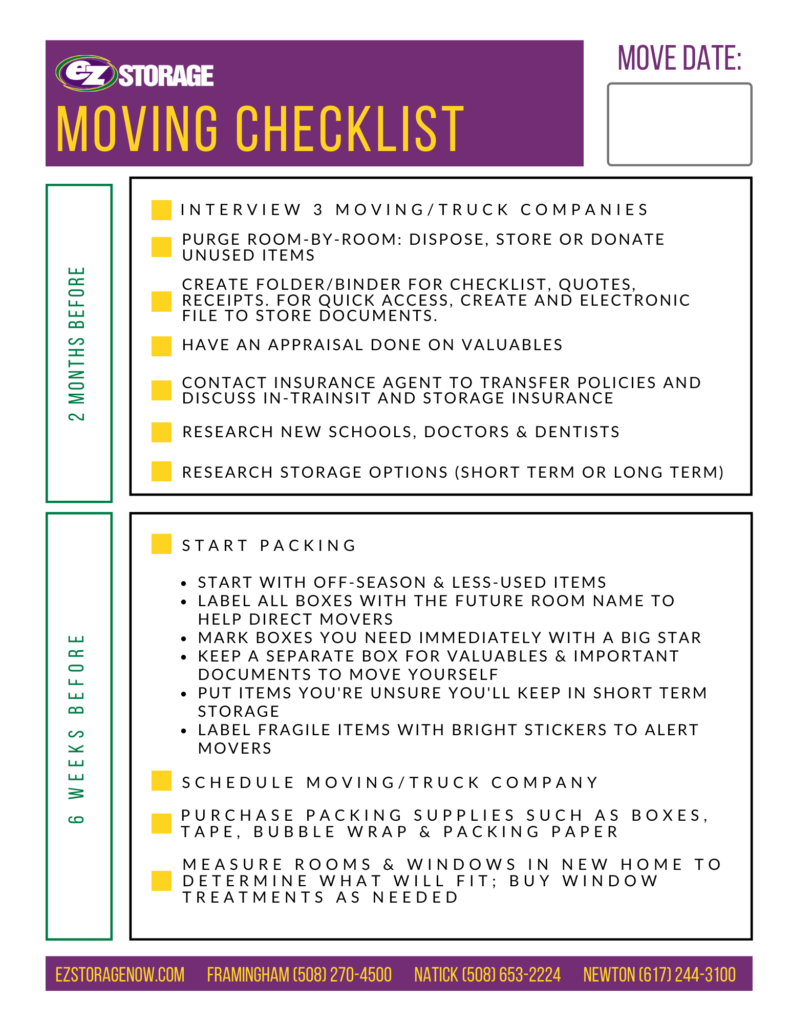 EZ Storage Moving Checklist