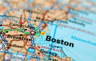 Map of Boston, Massachusetts.