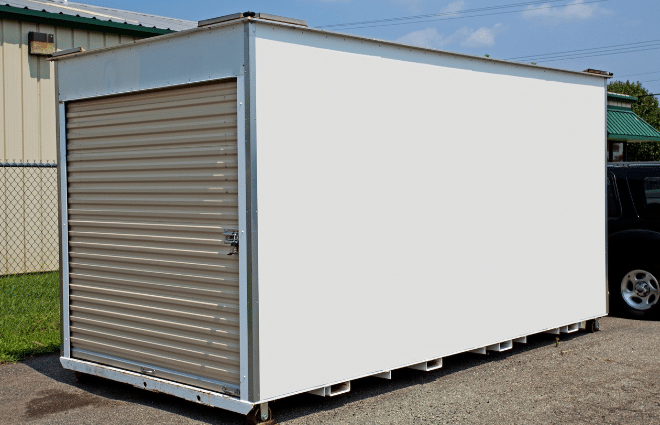 white portable storage unit