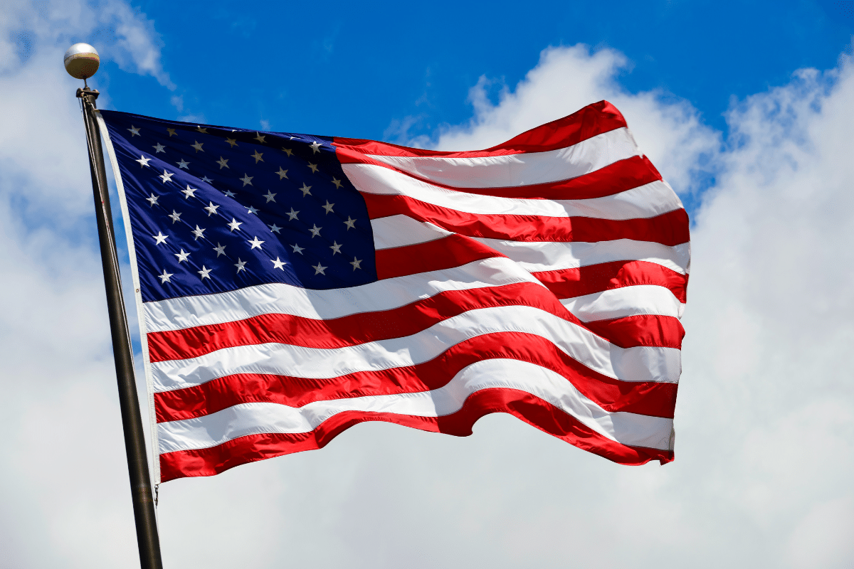 American flag on a flag pole